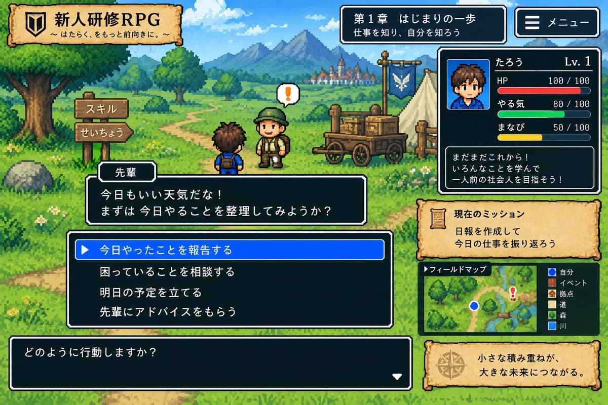 RPG型新人研修の画面イメージ